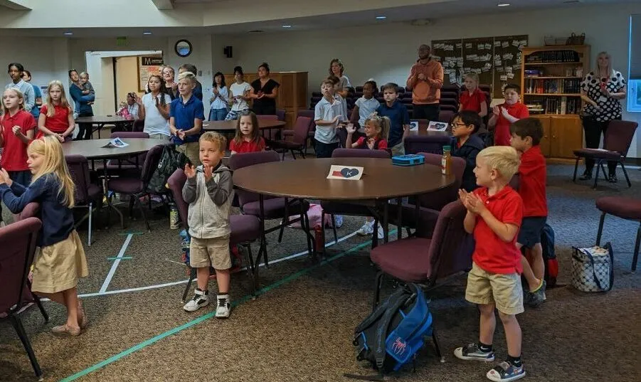 Students gathered together during chapel